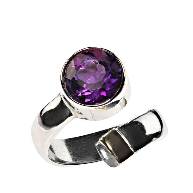Ajd Crossover Amethyst and Sterling Ring With 14k Gold Accent, Size 4.75 For Sale - Image 4 of 10
