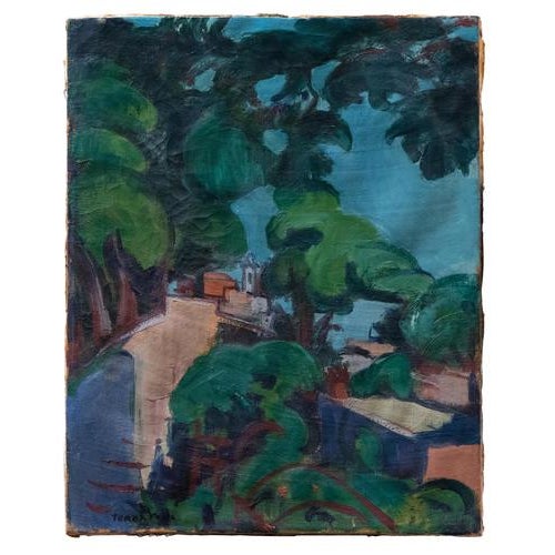 Giulio Turcato, Rome Villa Borghese Garden, Trinità de' Monti, Oil on Canvas For Sale - Image 4 of 4