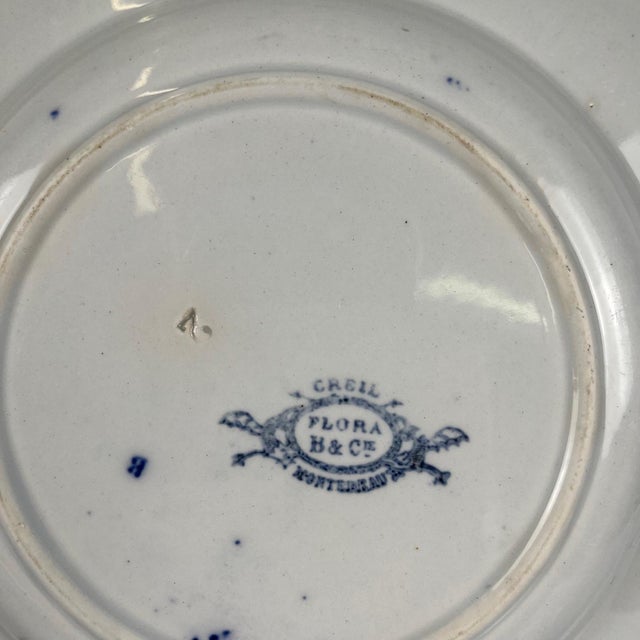 19th Century Flora Earthenware Soup Plates by Creil and Montereau, 1800s, Set of 6 For Sale - Image 5 of 14