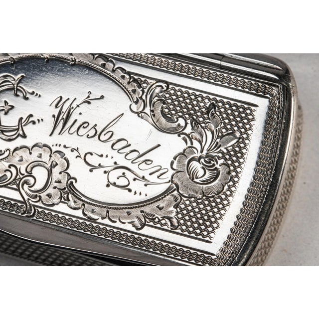 Late 19th Century Intricate Engine Turned Pattern Antique Victorian 800 Silver Snuff Box Tobacciana For Sale - Image 5 of 13