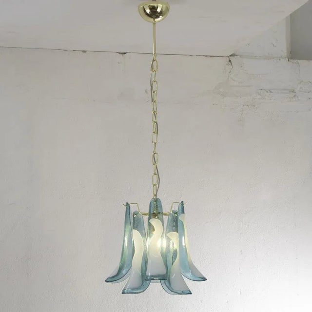 Petal Suspension Lamp in Murano Glass Color and White Color, 1990s For Sale - Image 4 of 12