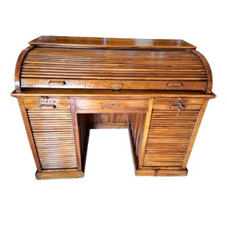 Italian Roller Desk in Walnut For Sale