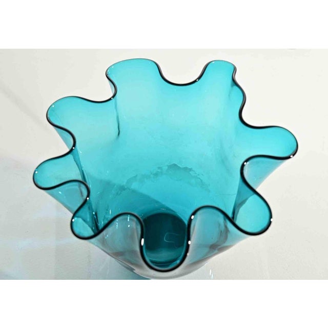 1970s Vintage Turquoise Glass Vase, Italy, 1970s For Sale - Image 5 of 6