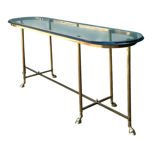 Vintage Brass Hoof Console Table For Sale