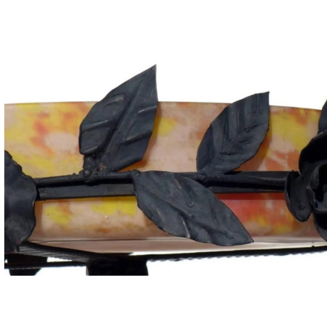 Antique Glass & Wrought Iron Vase from Lorrain For Sale - Image 5 of 7