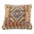 Arteverk Handwoven Afghan Kilim Pillow — Beige & Blue Diamond Medallion For Sale