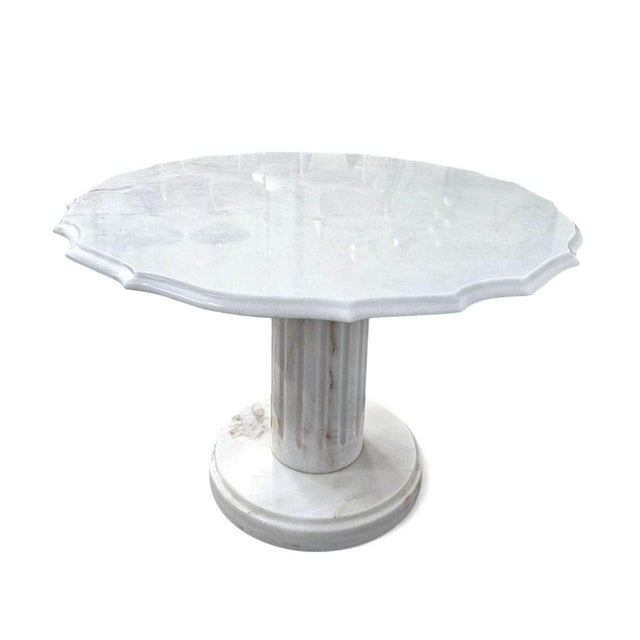 Neoclassic White Drapery Marble Side or Coffee Table, Italy For Sale - Image 11 of 18