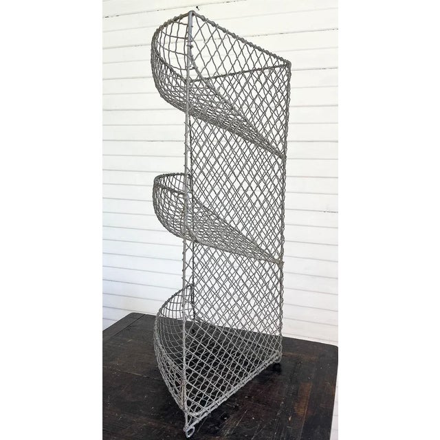 Farmhouse Antique Edwardian Wire Three-Tier Stand – English Metal Kitchen Display For Sale - Image 3 of 12
