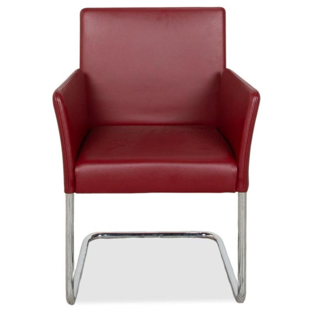 Jason Leather Cantilever Chairs in Red from Walter Knoll and Wilhelm Knoll, Set of 4 For Sale - Image 11 of 15