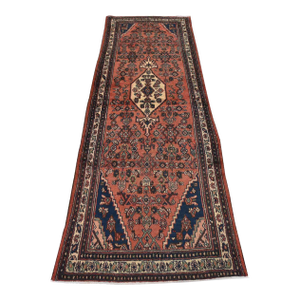 Hamedan Runner 3’7” X 9’6” Pink Wool Semi-Antique Tribal Hand-Knotted Rug