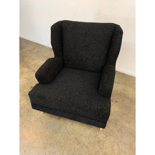 Custom Made Lounge Chair in Black Sherpa For Sale - Image 10 of 13
