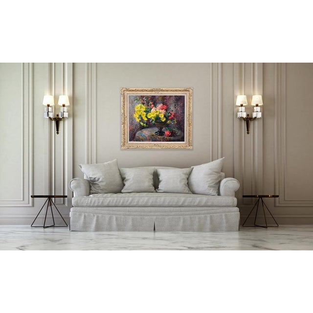 Jean Chaleye, Still Life of Carnations & Marigolds, Oil Painting, 1920s-1940s For Sale - Image 14 of 18