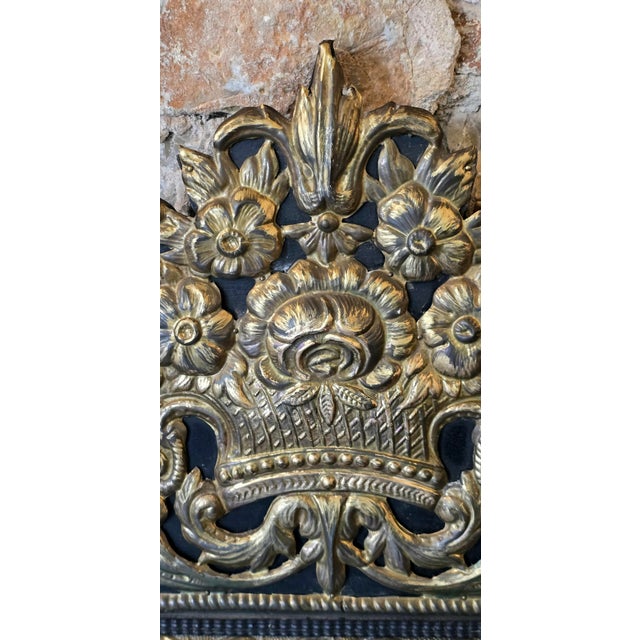 Black Louis XIV Style Mirror with Blackened Wood and Repoussé Gilt Metal Panels, 1870s For Sale - Image 8 of 12
