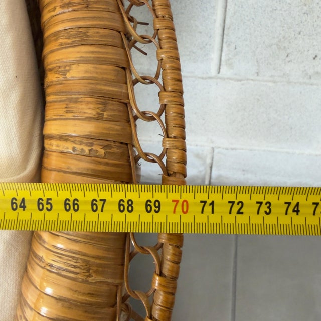20th Century Modernist Wicker Rattan Wicker Tub Chair with Cushions For Sale - Image 10 of 13