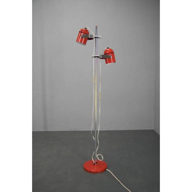 Red floor lamp from the combi lux collection, designed by stanislav indra in the 1970's, manufactured by lidokov...