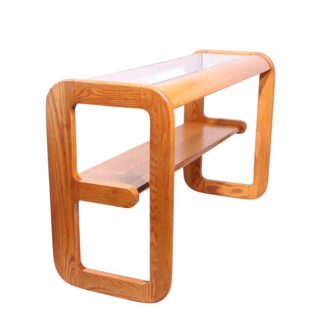Mid 20th Century Mod Lou Hodges Oak and Glass Console Table For Sale - Image 15 of 18