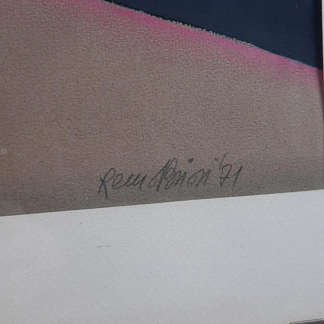 Abstract Surrealist Figure, Mixed Media on Paper, 1971 For Sale - Image 7 of 12