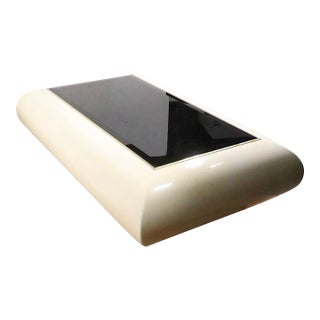 Space Age Lacquer and Glass Modernist Coffee Table C. 1970's For Sale
