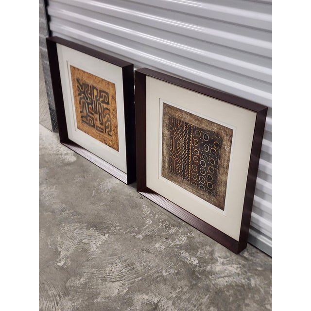 Ethan Allen Ethan Allen African Mud Cloth Print Lithography by Joseph - A Pair For Sale - Image 4 of 12