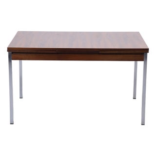 Vintage Extendable Rosewood Dining Table in Chrome and Wood, 1960s For Sale