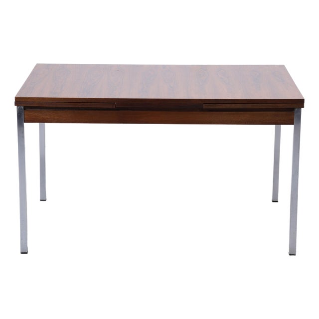 Vintage Extendable Rosewood Dining Table in Chrome and Wood, 1960s For Sale