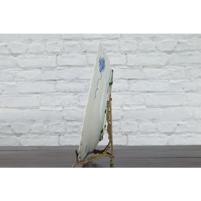 19th Century Japanese Painted Blue & White Porcelain Imari Plate For Sale - Image 4 of 12