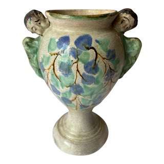 Antique Guatemalan Majolica Pottery Angel Vase For Sale