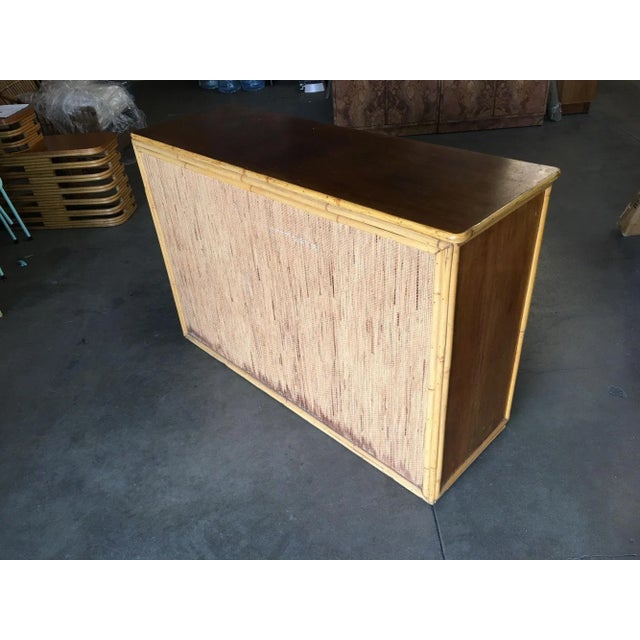 1940s Restored Stacked Rattan Sideboard with Mahogany Top For Sale - Image 10 of 11