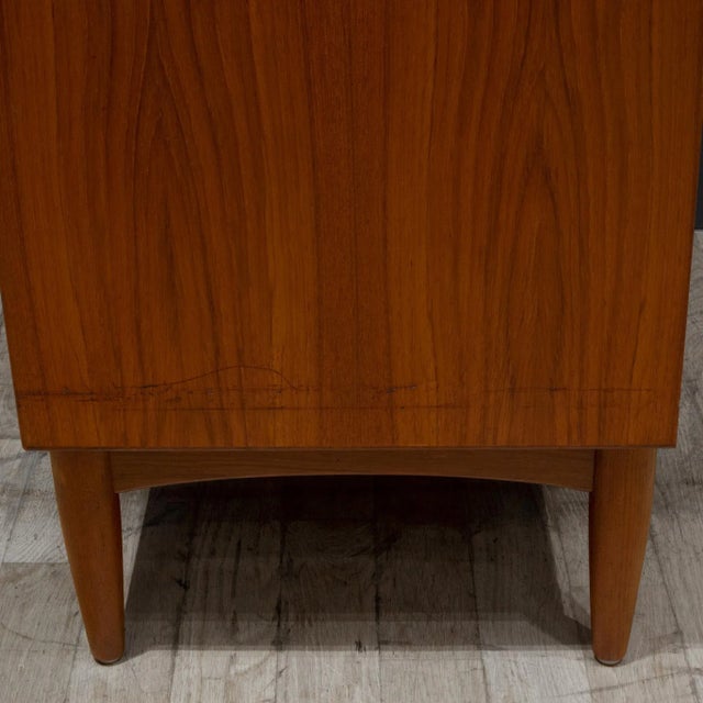 Pair of Mid-Century Ew Bach Tall Teak Dressers With Sculpted Handles C.1950-Price Per Piece For Sale - Image 9 of 12