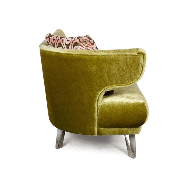 Croissant 3-Seater Sofa in Green Velvet from Bretz For Sale - Image 10 of 13