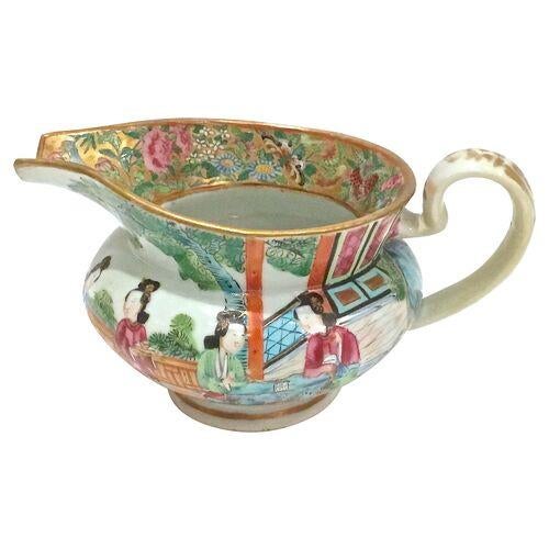 19th Century 19th-C. Rose Canton Sugar & Creamer For Sale - Image 5 of 12
