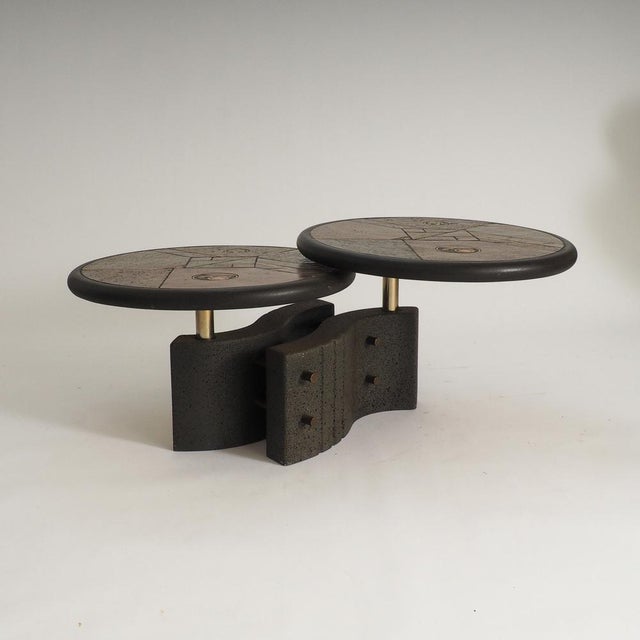 Introducing an exceptionally rare and dynamic piece of 20th-century Dutch design history: a Modular Two-Tier Brutalist...