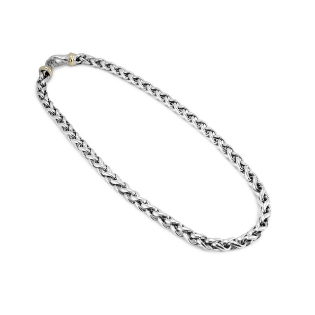 Modern Unisex David Yurman Classic Wheat 8mm Silver & 14k Yellow Gold Chain Necklace For Sale - Image 3 of 8