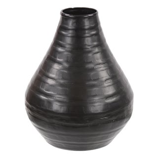 Chiseled Black Bell Vase- Small For Sale