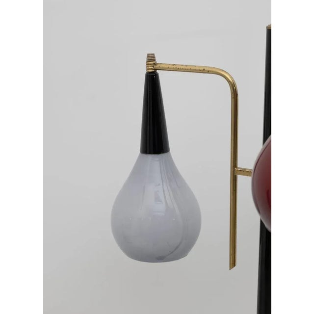Metal Mid-Century Italian Modern Brass and Colored Glass Floor Lamp from Stilnovo, 1950s For Sale - Image 7 of 9