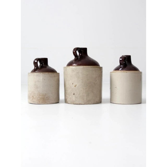 Antique Stoneware Crock Jugs - Set of 3 For Sale - Image 4 of 7