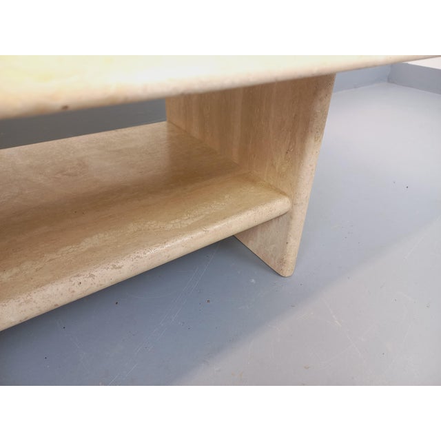 Vintage Rectangular Travertine Coffee Table with Magazine Rack, 1980s For Sale - Image 10 of 18