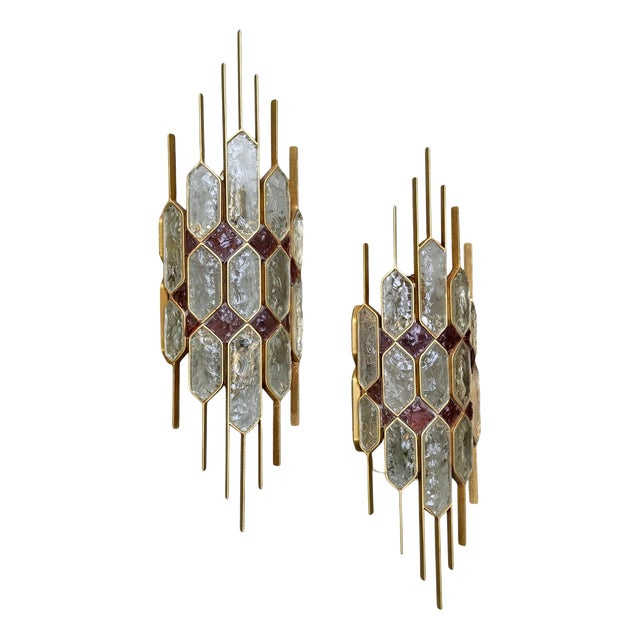 Large Wall Lamps by Albano Poli for Poliarte, 1970, Set of 2 For Sale