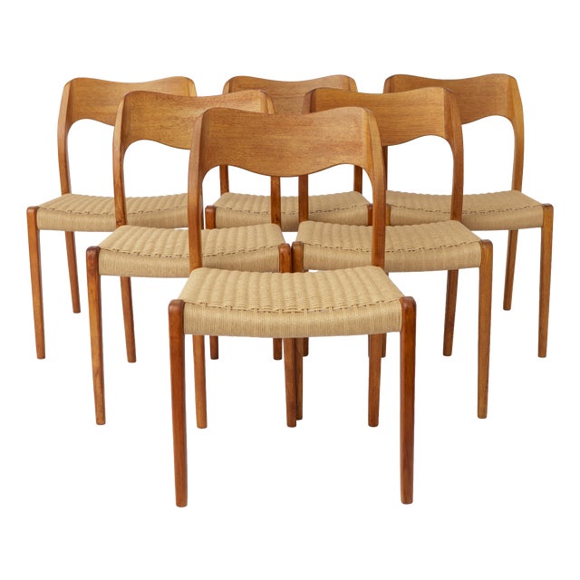 Vintage Danish Model 71 Dining Chairs from J.L. Møllers, 1960s, Set of 6 For Sale