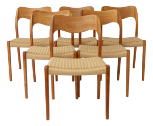 Vintage Danish Model 71 Dining Chairs from J.L. Møllers, 1960s, Set of 6