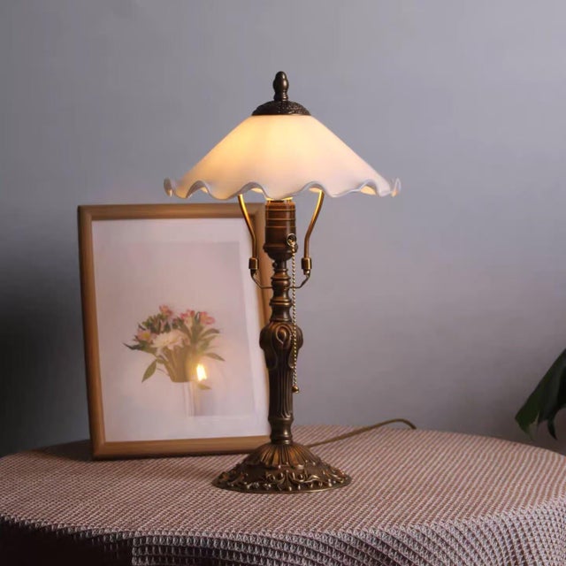 Art Deco Soft Shade Retro Copper Lamp For Sale - Image 3 of 5