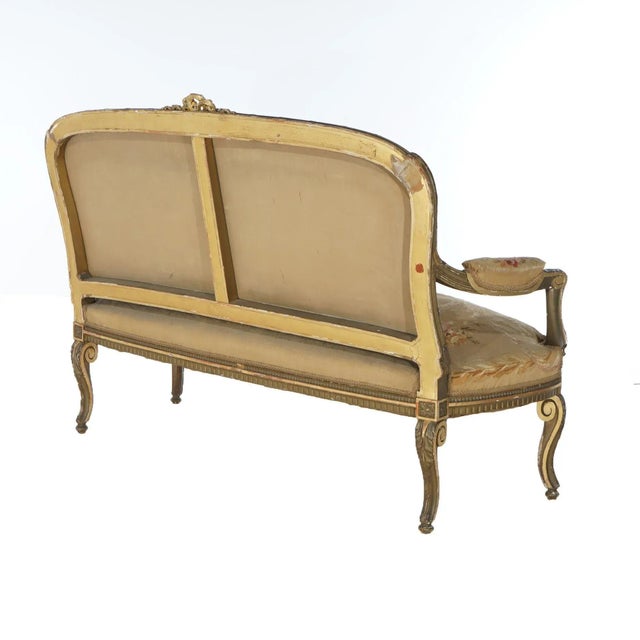 Antique French Louis XV Giltwood & Aubusson Tapestry Sofa Circa 1860 For Sale - Image 11 of 12