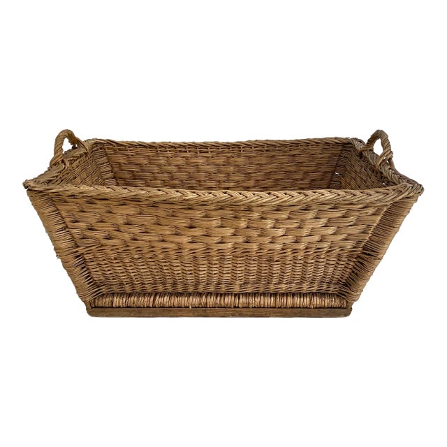 1960s French Wicker Market Basket For Sale