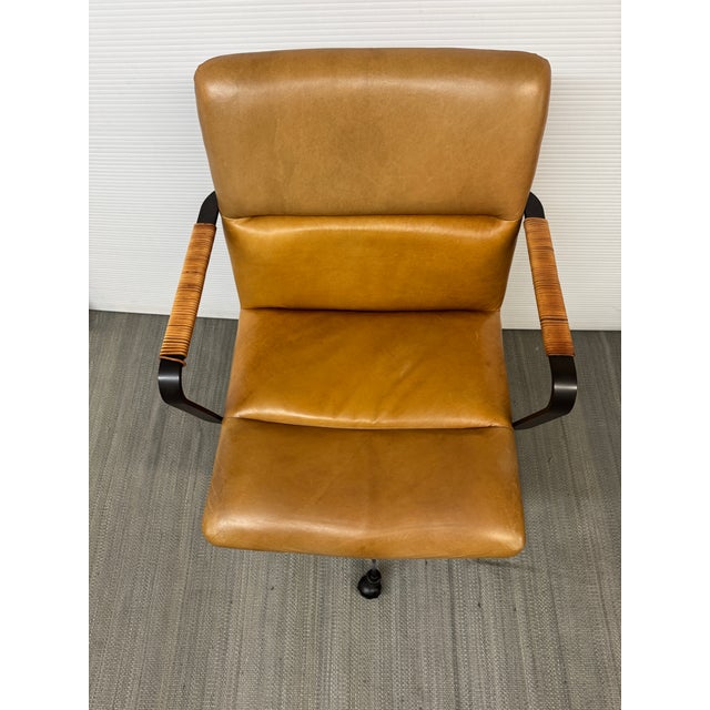 West Elm West Elm Cooper Mid-Century Leather Swivel Office Chair For Sale - Image 4 of 12