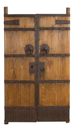Chinese 19th Century Qing Dynasty Period Palace Doors with Iron Fittings - A Pair