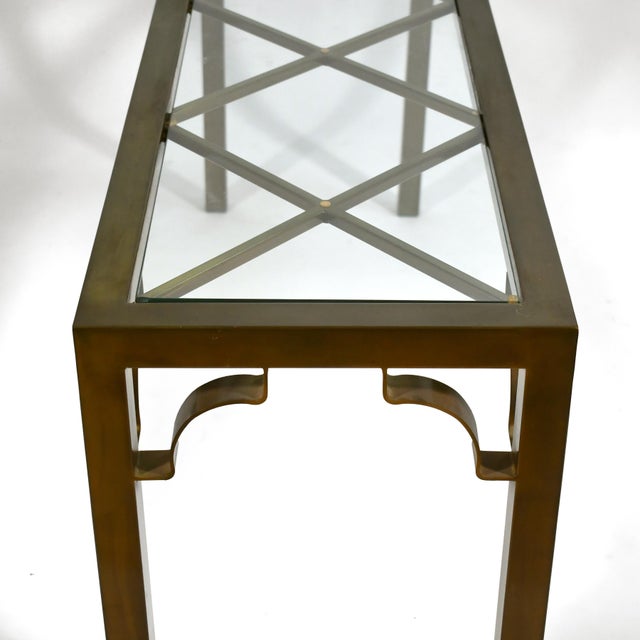 Brass Mastercraft Brass Chinese Chippendale Console Table For Sale - Image 8 of 10
