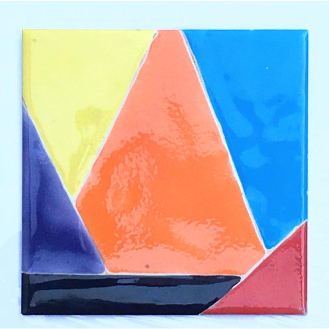 Modern Abstract Hand Painted Art Tiles - Set of 2 For Sale In Washington DC - Image 6 of 7