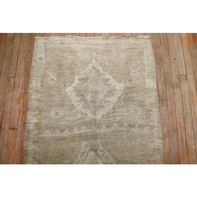 Turkish Vintage Neutral Short Turkish Kars Runner - 3' x 7'6" For Sale - Image 3 of 7