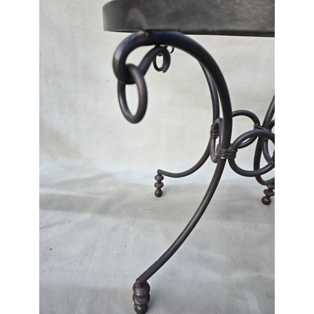 Mid-Century Modern Late 20th Century Wrought Iron Glass Table For Sale - Image 3 of 7