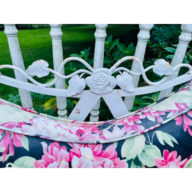 White Vintage Woodard Wrought Iron Outdoor Patio Furniture Sectional Piece For Sale - Image 8 of 11